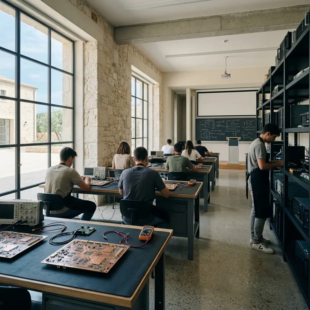Concept interior of planned AGICY Sovereign AI Academy — pre-construction